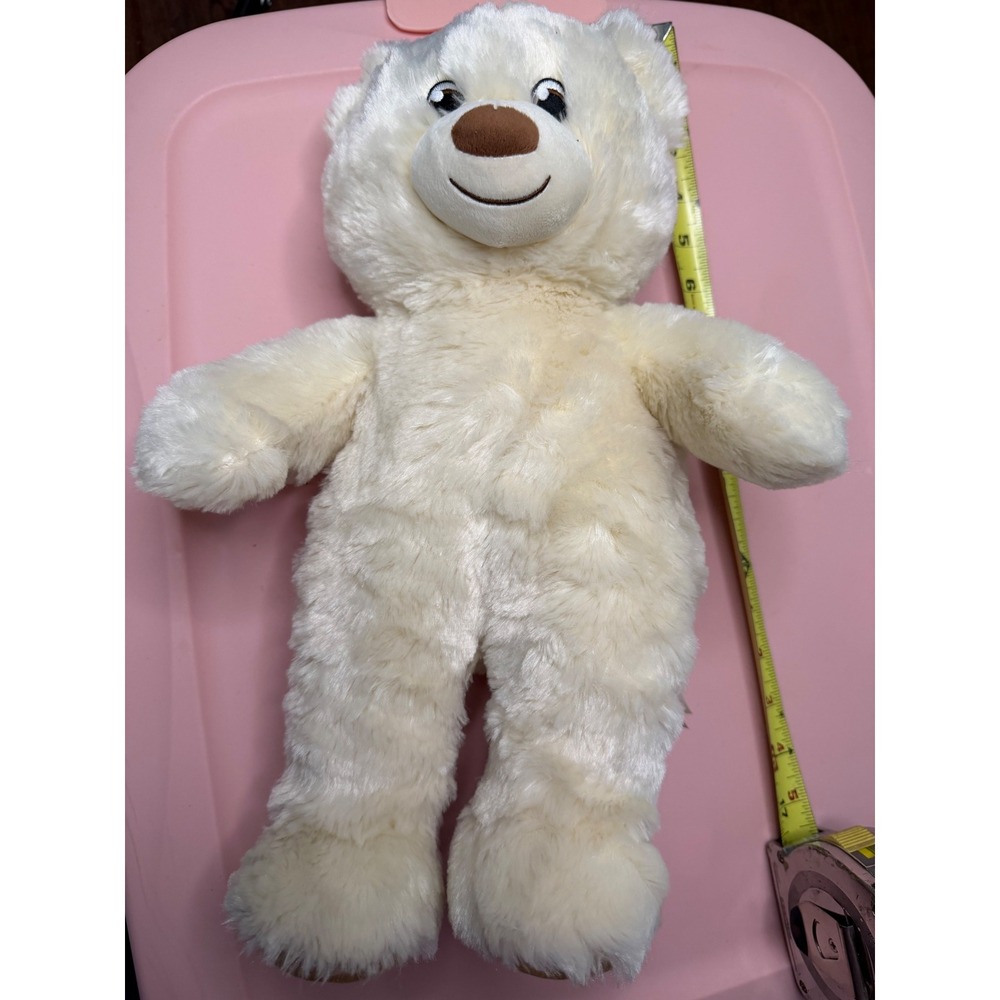Build-A-Bear Workshop Cream White Teddy Bear Plush Brown Paws 16 Inch Soft Toy